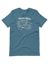 Load image into Gallery viewer, Crater Lake Spooky National Park Unisex t-shirt | Heather Deep Teal