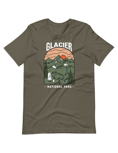 Glacier Spooky National Park Unisex t-shirt | DEEP MOSS