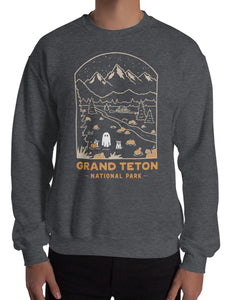 Grand Teton Spooky National Park Unisex Sweatshirt | CHARCOAL