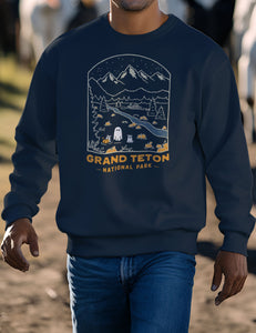 Grand Teton Spooky National Park Unisex Sweatshirt | NAVY