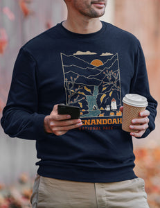 Shenandoah Minimal Spooky National Park Unisex Sweatshirt | NAVY