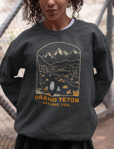 Grand Teton Spooky National Park Unisex Sweatshirt | CHARCOAL