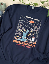 Load image into Gallery viewer, Shenandoah Minimal Spooky National Park Unisex Sweatshirt | NAVY