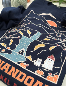 Shenandoah Minimal Spooky National Park Unisex Sweatshirt | NAVY