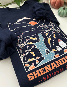 Shenandoah Minimal Spooky National Park Unisex Sweatshirt | NAVY